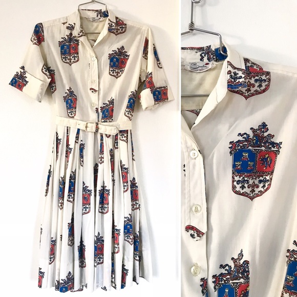 Vintage Dresses & Skirts - Vintage 50’s fit & flare novelty print shirt dress